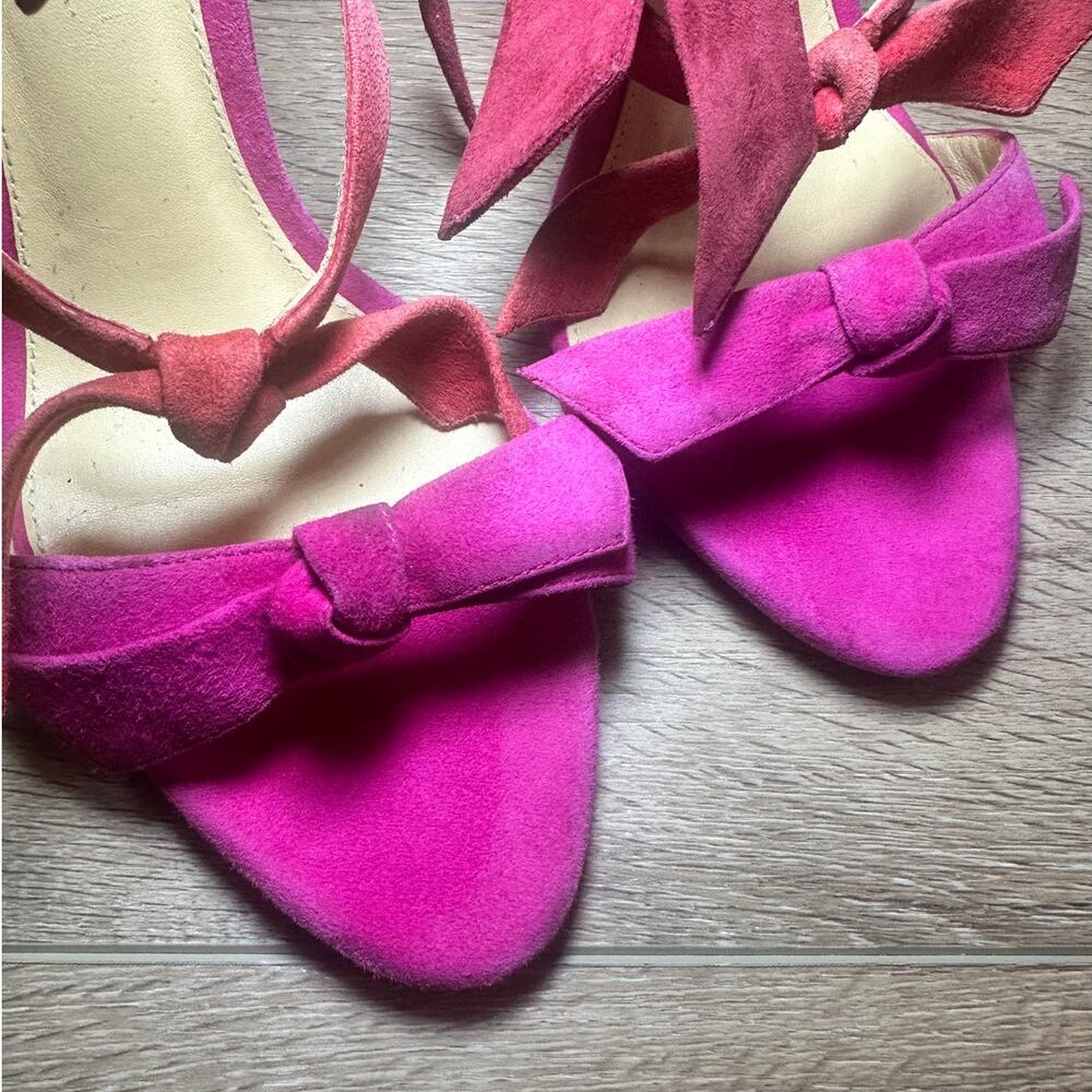 Alexandre Birman Clarita Suede Bow Ankle Tie Heels Coquette Pink Red 37.5 EU - Picture 12 of 13